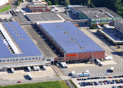 Zentrale der Migros Waadt aus der Vogelperspektive Centrale de Migros Vaud vue du ciel